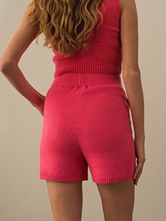Xint Pembe Doğal Yün Dokulu Regular Fit Şort