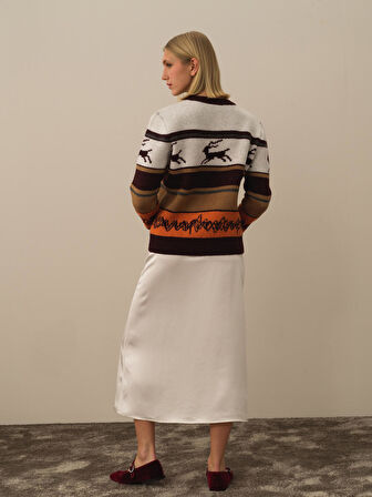 Xint Ekru Lüks Pamuk Dokulu Regular Fit Kazak