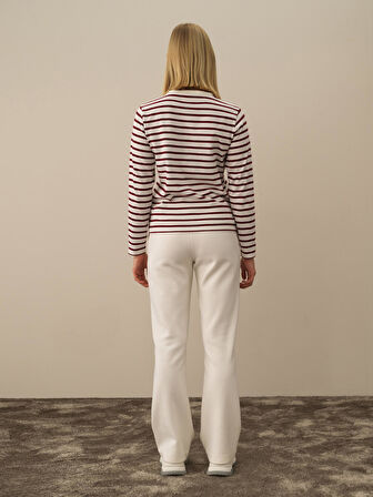 Xint Bordo Pamuk Dokulu Regular Fit Uzun Kollu Tişört