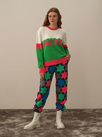 Xint Yeşil Lüks Pamuk Dokulu Regular Fit Kazak