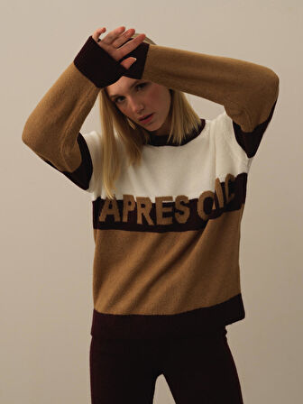 Xint Camel Lüks Pamuk Dokulu Regular Fit Kazak