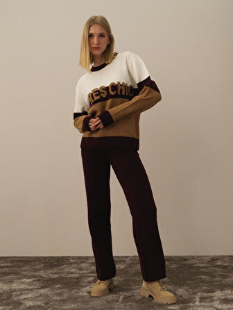 Xint Camel Lüks Pamuk Dokulu Regular Fit Kazak