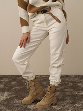 Xint Ekru Pamuk Dokulu Regular Fit Pantolon