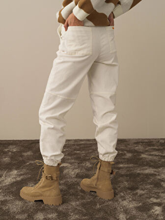 Xint Ekru Pamuk Dokulu Regular Fit Pantolon