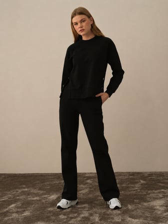 Xint Siyah Pamuk Dokulu Regular Fit Sweat Pantolon