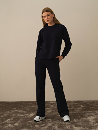 Xint Lacivert Pamuk Dokulu Regular Fit Sweat Pantolon