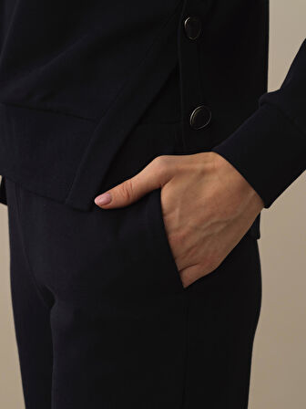 Xint Lacivert Pamuk Dokulu Regular Fit Sweat Pantolon