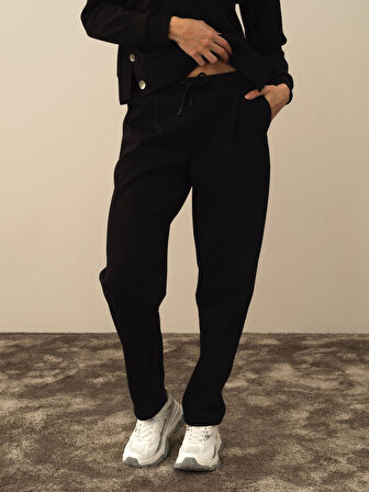 Xint Siyah Pamuk Dokulu Regular Fit Sweat Pantolon