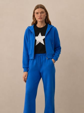 Xint Mavi Pamuk Dokulu Regular Fit Sweatmont