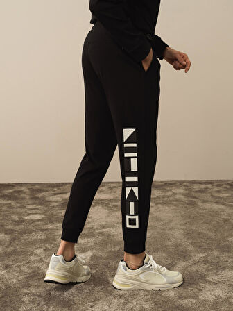 Xint Siyah Pamuk Dokulu Regular Fit Sweat Pantolon