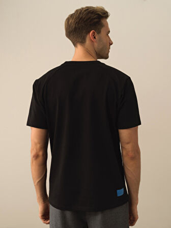 Xint Siyah Pamuk Dokulu Regular Fit Tişört