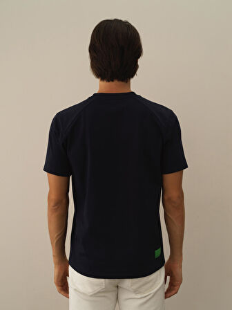Xint Lacivert Pamuk Dokulu Regular Fit Tişört