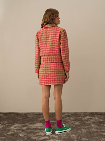 Xint Pembe Işıltılı Lurex Detaylı Oversize Ceket