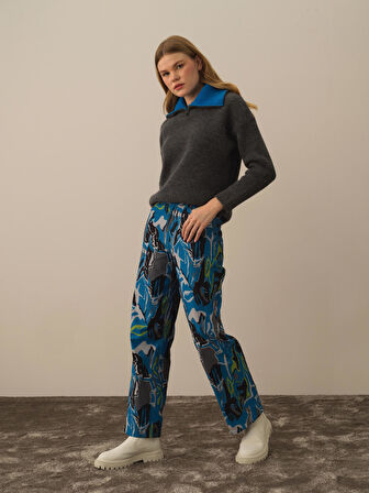 Xint Mavi Pamuk Dokulu Regular Fit Pantolon