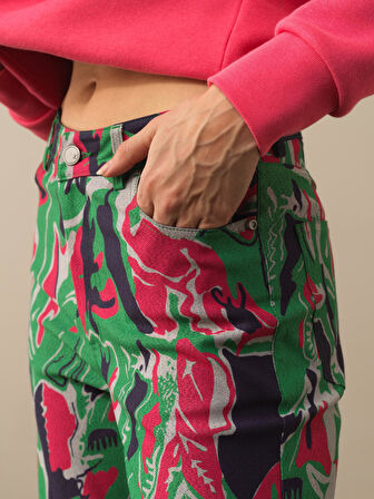 Xint Yeşil Pamuk Dokulu Regular Fit Pantolon