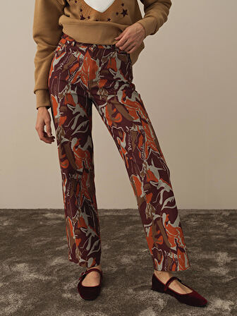 Xint Bordo Pamuk Dokulu Regular Fit Pantolon