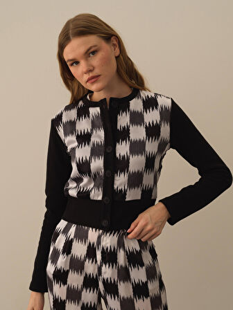 Xint Siyah Pamuk Dokulu Regular Fit Hırka