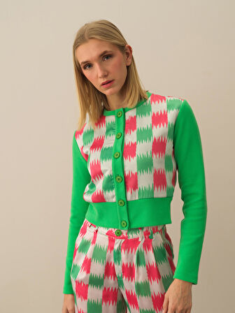 Xint Yeşil Pamuk Dokulu Regular Fit Hırka