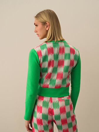 Xint Yeşil Pamuk Dokulu Regular Fit Hırka