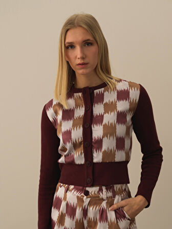 Xint Bordo Pamuk Dokulu Regular Fit Hırka