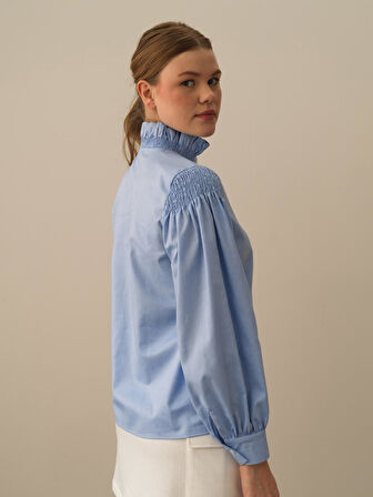 Xint Mavi Pamuk Dokulu Regular Fit Gömlek