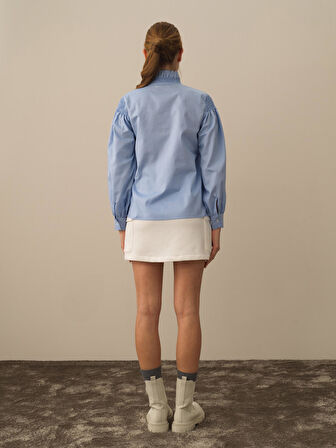 Xint Mavi Pamuk Dokulu Regular Fit Gömlek