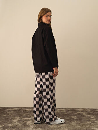 Xint Siyah Pamuk Dokulu Oversize Gömlek