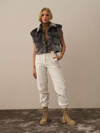 Xint Koyu Gri Formunu Koruyan Oversize Yelek