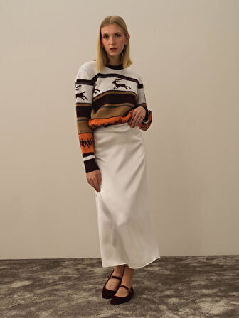 Xint Ekru Formunu Koruyan Regular Fit Etek