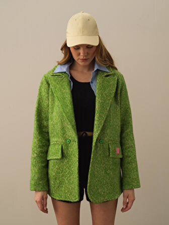 Xint Yeşil Pamuk Dokulu Regular Fit Ceket