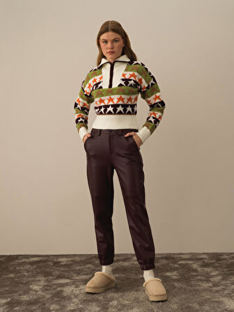 Xint Bordo Pamuk Dokulu Regular Fit Pantolon