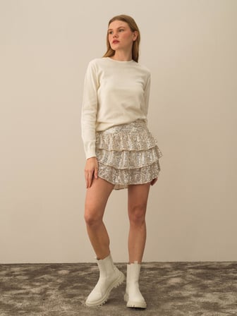 Xint Bej Esnek Dokulu Regular Fit Etek