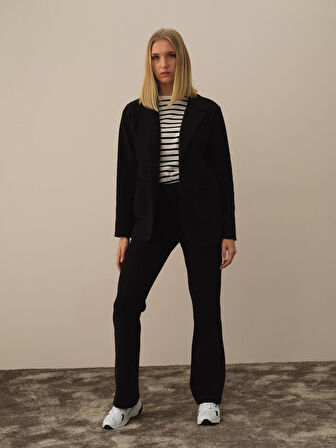 Xint Siyah Pamuk Dokulu Regular Fit Ceket