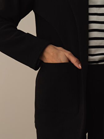 Xint Siyah Pamuk Dokulu Regular Fit Ceket