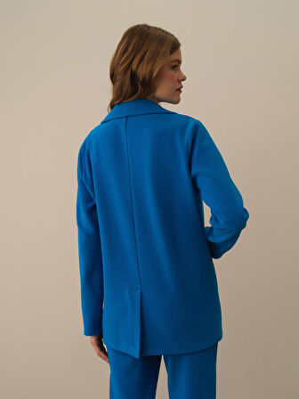 Xint Mavi Pamuk Dokulu Regular Fit Ceket