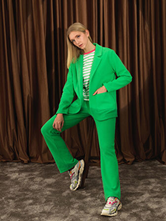 Xint Yeşil Pamuk Dokulu Regular Fit Ceket