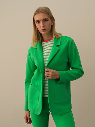 Xint Yeşil Pamuk Dokulu Regular Fit Ceket