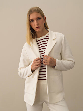 Xint Ekru Pamuk Dokulu Regular Fit Ceket