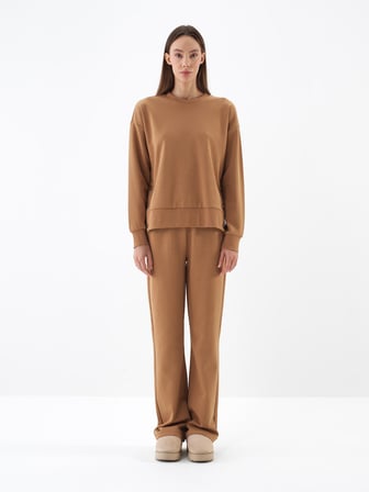 Xint Camel Pamuk Dokulu Oversize Sweatshirt