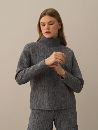 Xint Koyu Gri Pamuk Dokulu Oversize Sweatshirt