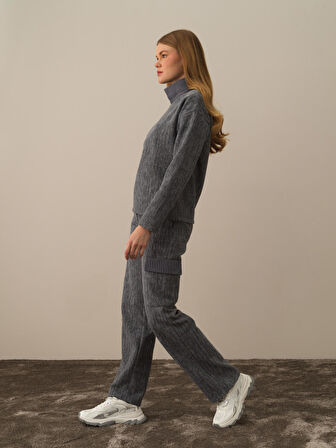 Xint Koyu Gri Pamuk Dokulu Oversize Sweatshirt