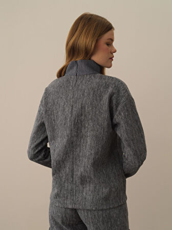 Xint Koyu Gri Pamuk Dokulu Oversize Sweatshirt