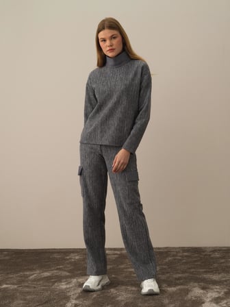 Xint Koyu Gri Pamuk Dokulu Oversize Sweatshirt