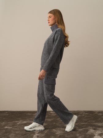 Xint Koyu Gri Pamuk Dokulu Oversize Sweatshirt