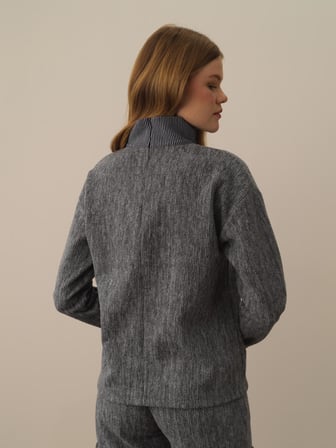 Xint Koyu Gri Pamuk Dokulu Oversize Sweatshirt