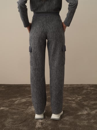 Xint Koyu Gri Pamuk Dokulu Oversize Kargo Pantolon