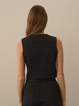 Xint Siyah Pamuk Dokulu Regular Fit Yelek