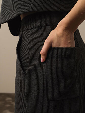 Xint Siyah Pamuk Dokulu Regular Fit Kargo Pantolon