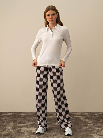 Xint Kırık Beyaz Modal Dokulu Slim Fit Uzun Kollu Tişört