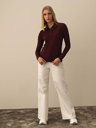 Xint Bordo Modal Dokulu Slim Fit Uzun Kollu Tişört
